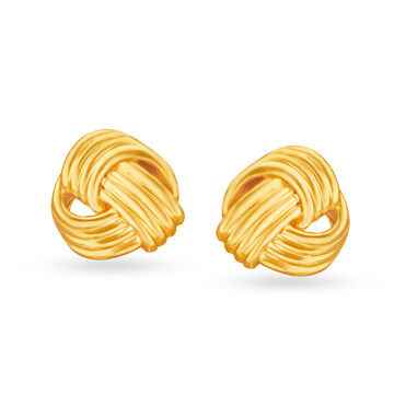 Sleek 22 Karat Yellow Gold Knotted Studs