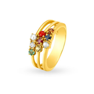 Lovely Navaratna Diamond Finger Ring