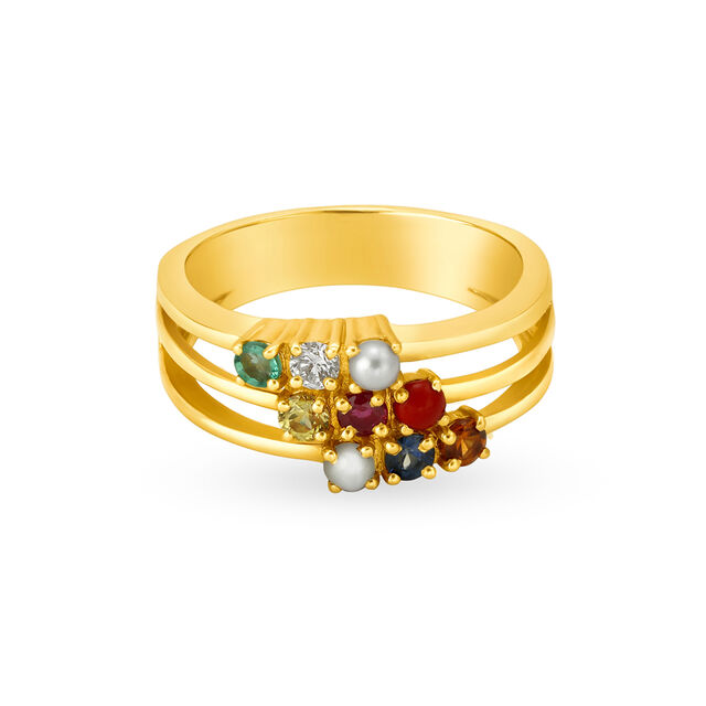 Lovely Navaratna Diamond Finger Ring