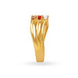 Gleaming 22 Karat Yellow Gold And Diamond Square Studded Finger Ring,,hi-res 3