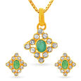 Rhombic Emerald Gold Pendant And Earrings Set,,hi-res 