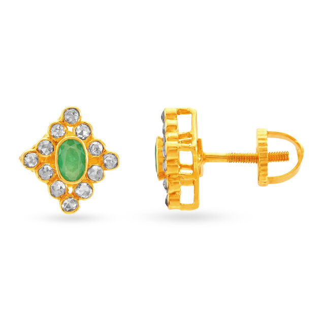 Rhombic Emerald Gold Pendant And Earrings Set,,hi-res 4