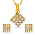 Aesthetic Pendant and Earrings Set with Un-cut Diamonds 