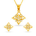 Winsome Diamond Chakri Gold Pendant And Earrings Set,,hi-res 