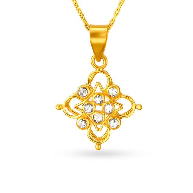 Winsome Diamond Chakri Gold Pendant And Earrings Set,,hi-res 2