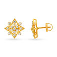 Sparkling 22 Karat Yellow Gold And Polki Diamond Rhomboid Studs,,hi-res 2