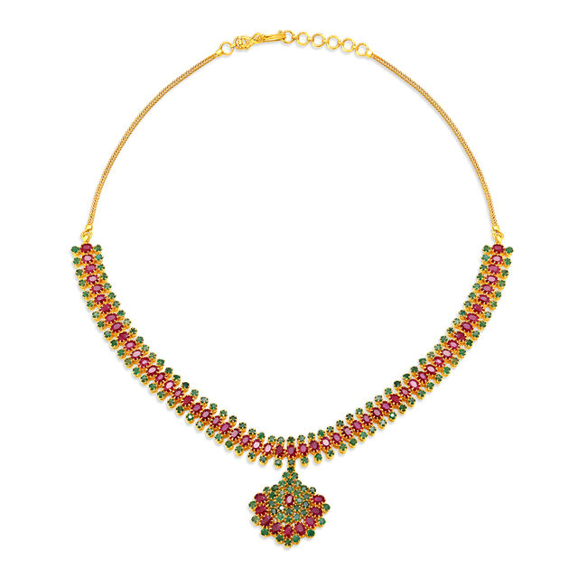 Farah  Emerald and Ruby Necklace,,hi-res 