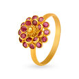 Elevated 22 Karat Yellow Gold Floral Design Finger Ring,,hi-res 