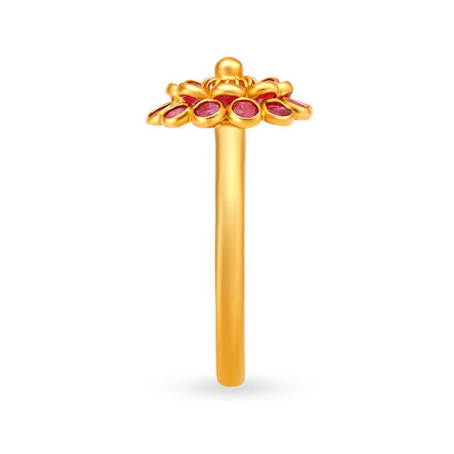 Elevated 22 Karat Yellow Gold Floral Design Finger Ring,,hi-res 3
