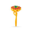 Lovely 22 Karat Gold And Emerald Floral Ring,,hi-res 3