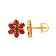 Lovely 22 Karat Yellow Gold And Ruby Studs 2