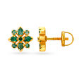 Ornamental 22 Karat Gold And Emerald Stud Earrings,,hi-res 2