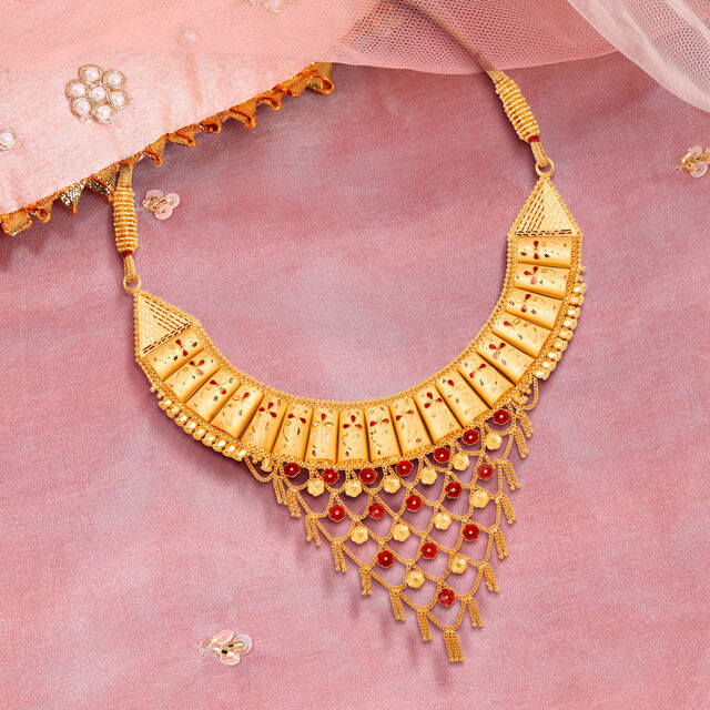 Bridal Jewellery Tanishq Gold Long Necklace Buy Graceful Gold
