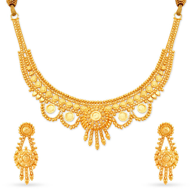 Ornate Gold Necklace Set for the Bengali Bride,,hi-res 