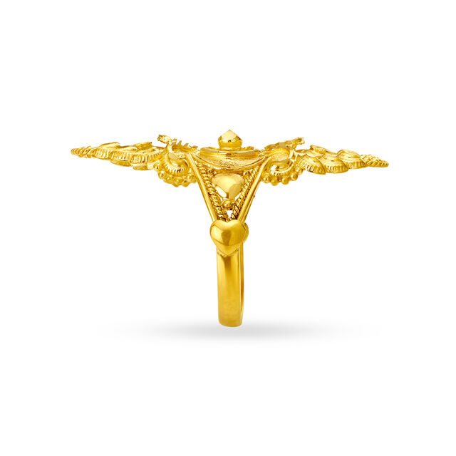 Lustrous 22 Karat Yellow Gold Elaborate Floral Finger Ring,,hi-res