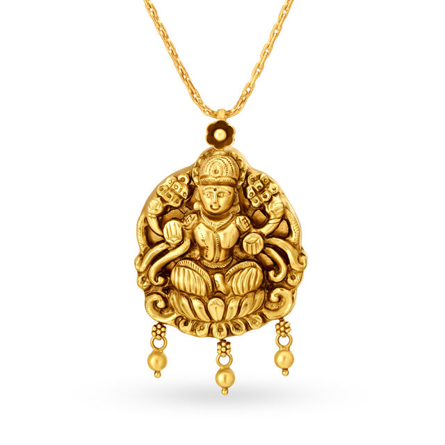 Auspicious 22 Karat Yellow Gold Goddess Lakshmi Pendant 