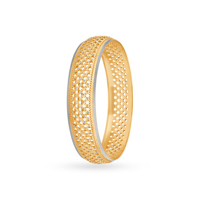 Scintillating Yellow Gold Circular Matrix Bangle 2