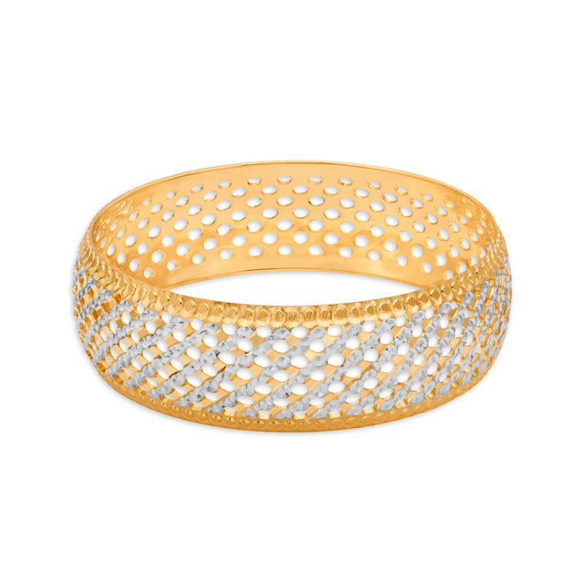 Exquisite Yellow Gold Lattice Bangle,,hi-res 