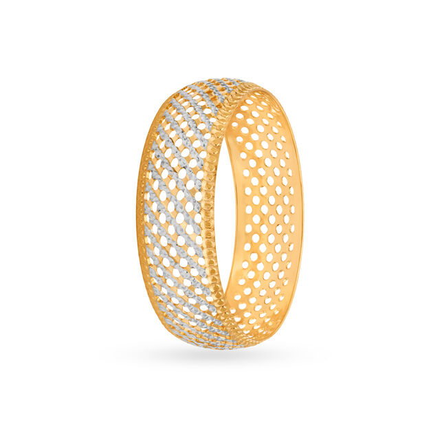 Exquisite Yellow Gold Lattice Bangle,,hi-res 2