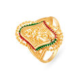 Exquisite 22 Karat Yellow Gold Floral Mesh Patterned Finger Ring,,hi-res 