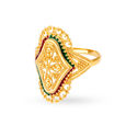Exquisite 22 Karat Yellow Gold Floral Mesh Patterned Finger Ring,,hi-res 2