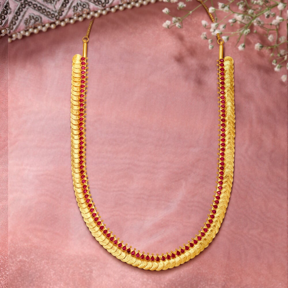 Gold lakshmi kasu necklace shop