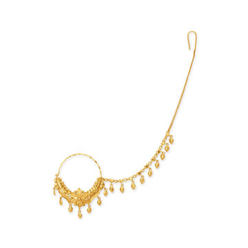Brilliant Yellow Gold Floral Nath