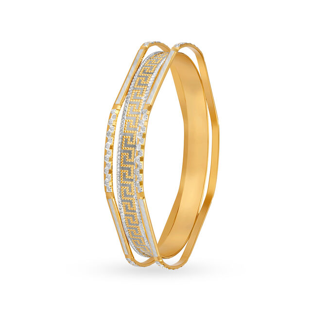 Artistic Yellow Gold Bracketed Bangle 2