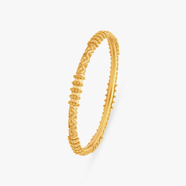 Floral Radiance in Gold Hues Bangle