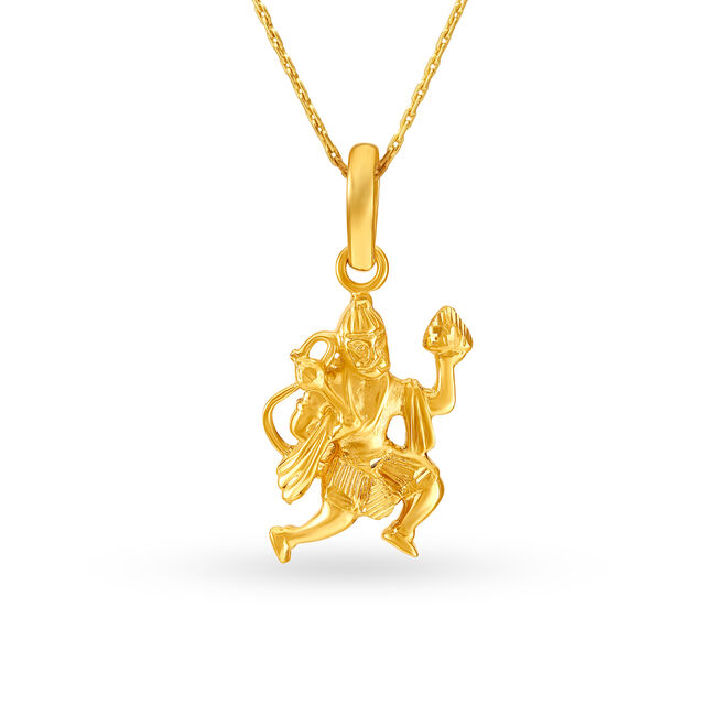 Heavenly 22 Karat Yellow Gold Lord Hanuman Pendant 