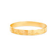 Vintage Yellow Gold Floral Etched Bangle 