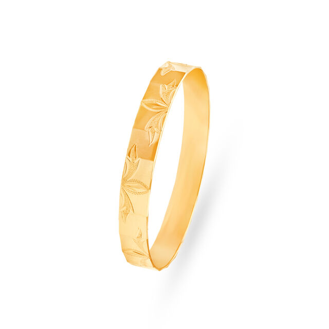 Vintage Yellow Gold Floral Etched Bangle 2