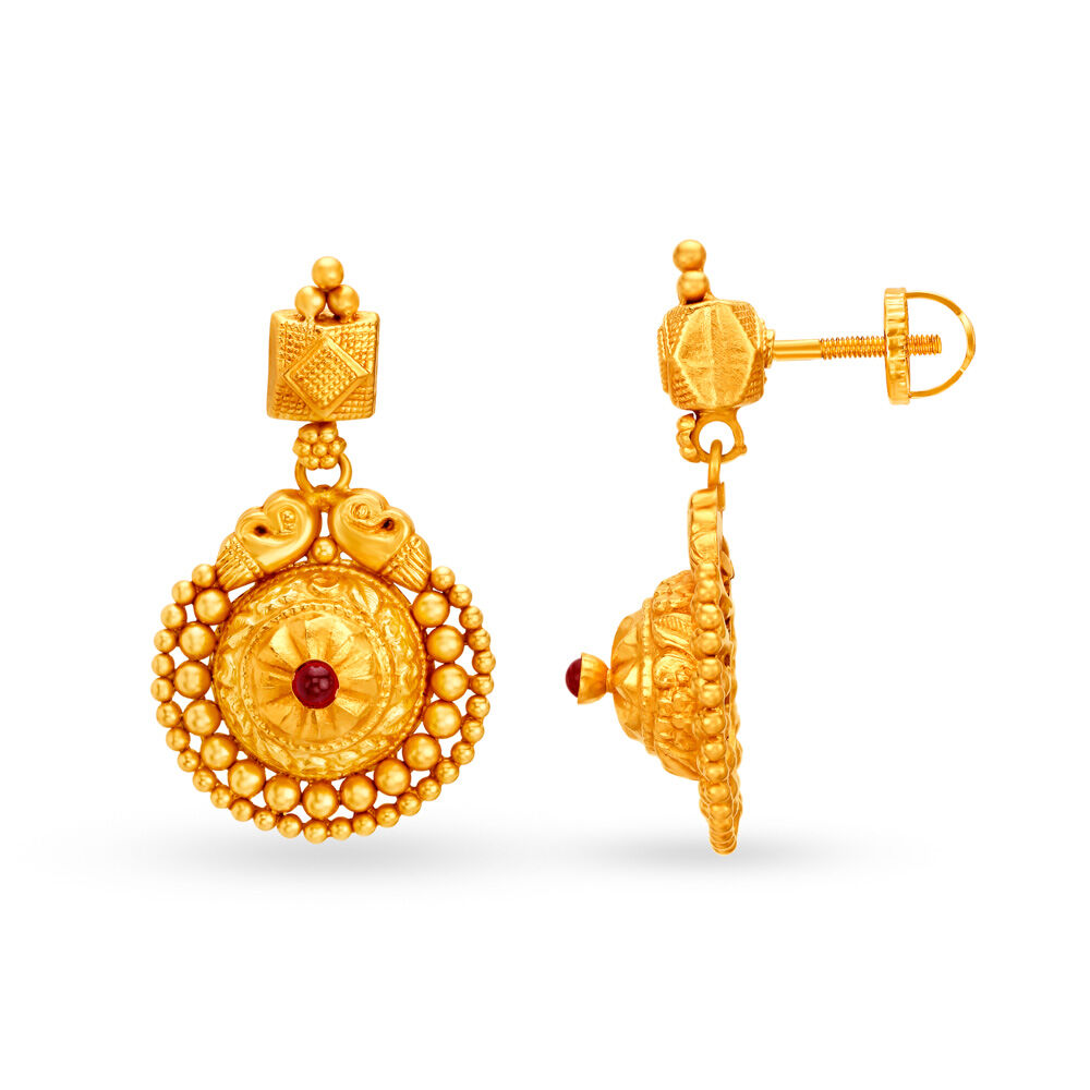 Tanishq gold long earrings on sale