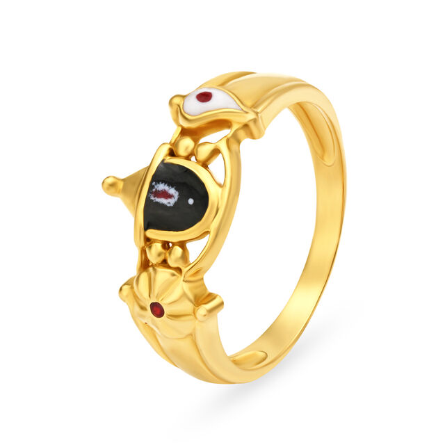 Auspicious 22 Karat Yellow Gold Deity Finger Ring 