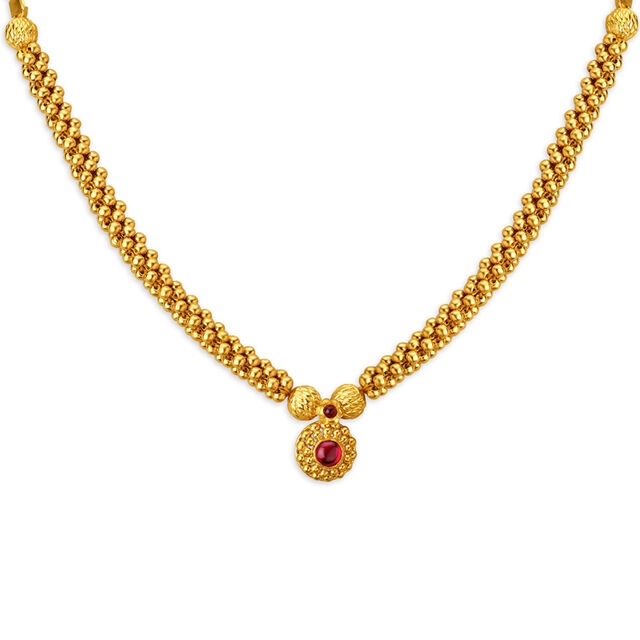 Eclectic Beaded Gold Necklace for the Maharashtrian Bride
