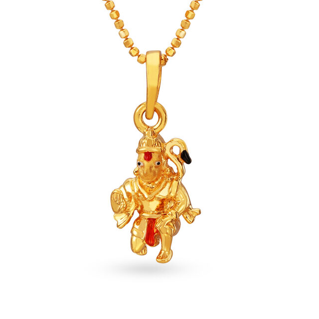 Devotional Gold Hanuman Pendant for Men 