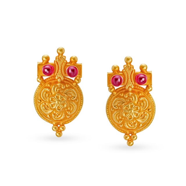 Stunning Gold Antique Stud Earrings,,hi-res 