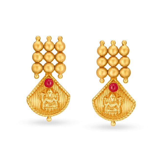 Devotional 22 Karat Yellow Gold Goddess Studs 