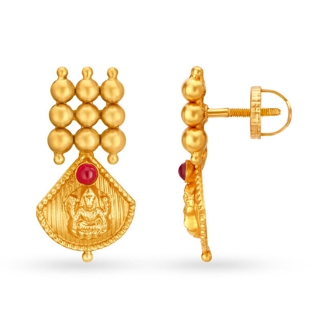 Devotional 22 Karat Yellow Gold Goddess Studs 2