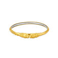 Enchanting Gold Bangle with carved end pieces 