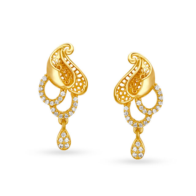 Surreal Gold and Cubic Zirconia Pendant and Earrings Set 2