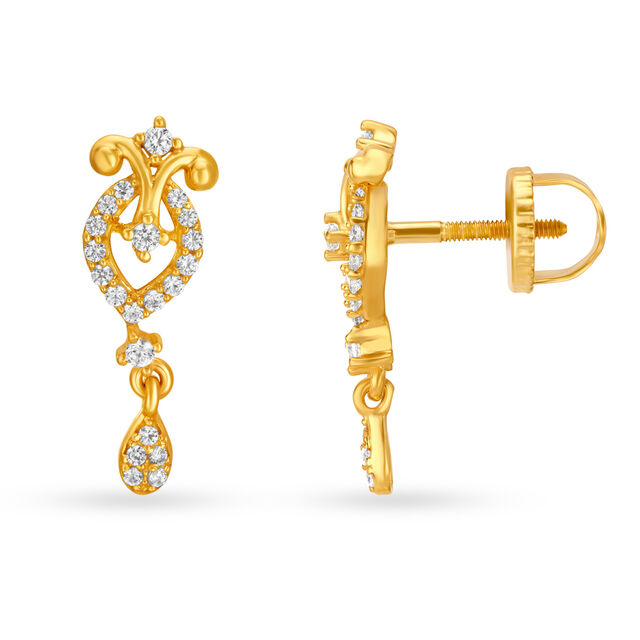 Regal 22 Karat Yellow Gold And Cubic Zirconia Danglers,,hi-res 2