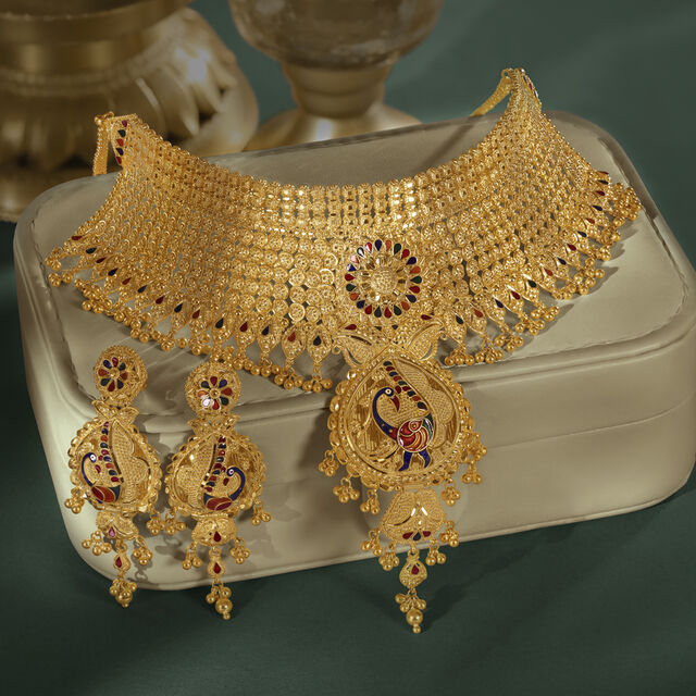 Vibrant Peacock Necklace Set,,hi-res 