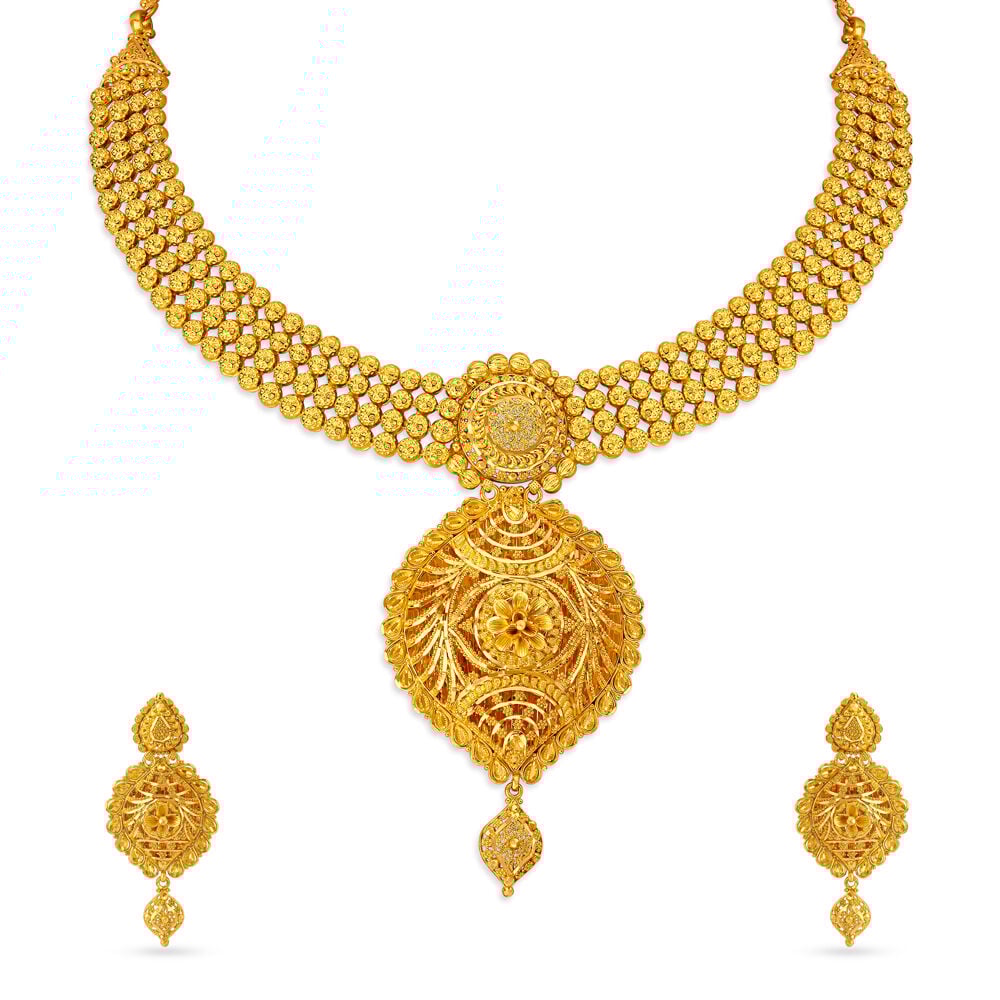 Buy Golden Grandeur Gold Necklace Set at Best Price Tanishq US