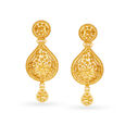 Winning 22 Karat Yellow Gold Beaded Teardrop Necklace And Earrings Set 3