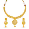 Glittering 22 Karat Yellow Gold Beaded Teardrop Necklace And Earrings Set 2