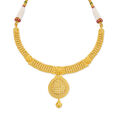Glittering 22 Karat Yellow Gold Beaded Teardrop Necklace And Earrings Set 3
