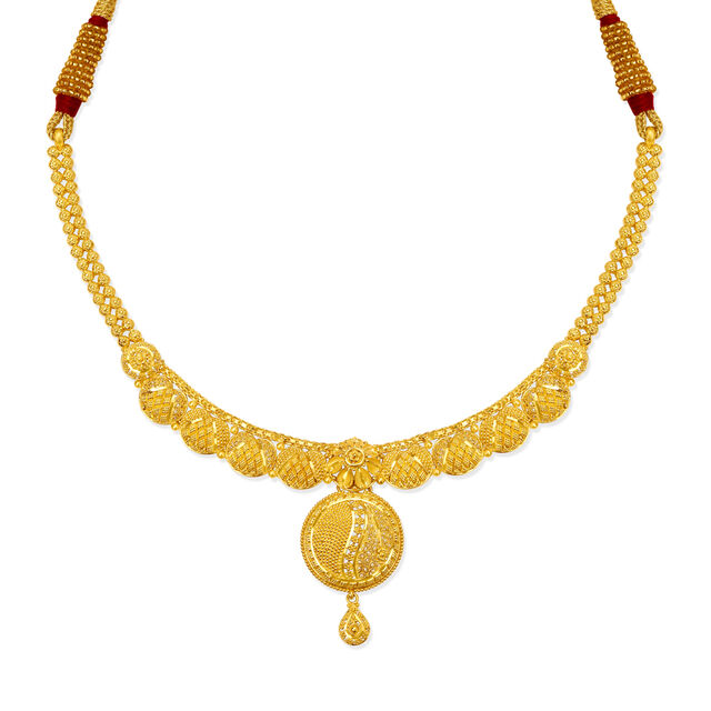 Spellbinding 22 Karat Yellow Gold Filigree Necklace And Earrings Set,,hi-res