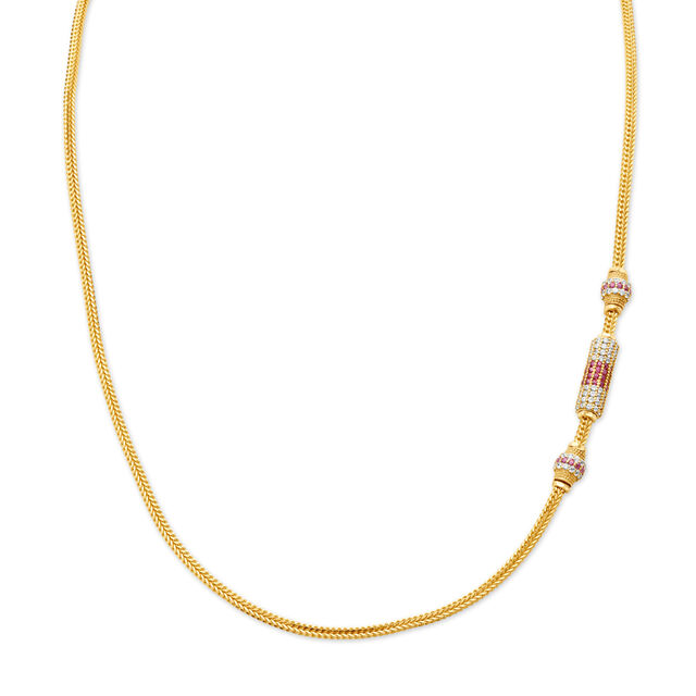 Sleek Coloured Stones Studded Glossy Gold Chain