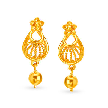 Chic Floral Gold Drop Earrings